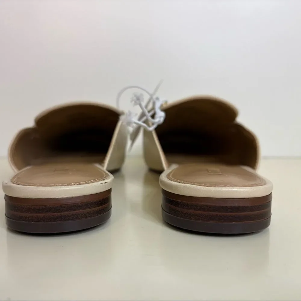 NWT J. Crew Women's Cream Mules with Gold Accent sz 9